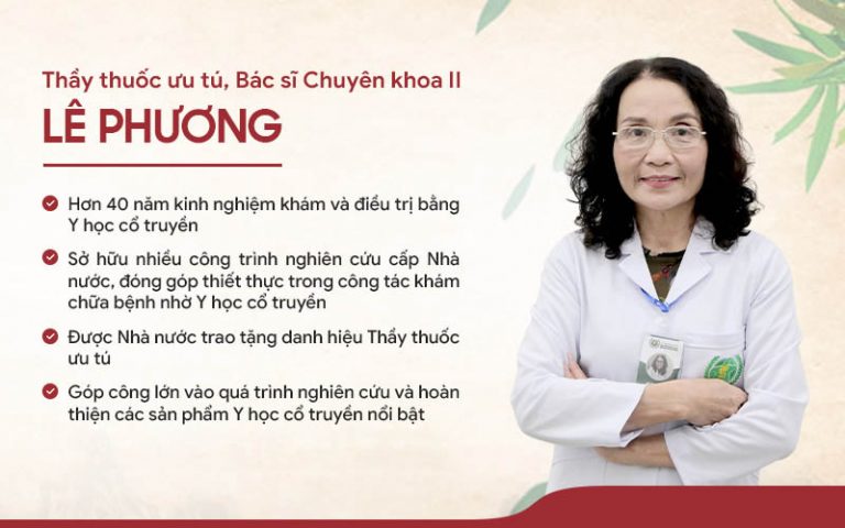 Bác sĩ Lê Phương với nhiều năm kinh nghiệm công tác trong lĩnh vực YHCT, luôn mong muốn đưa đến bệnh nhân những giải pháp hỗ trợ điều trị tốt nhất